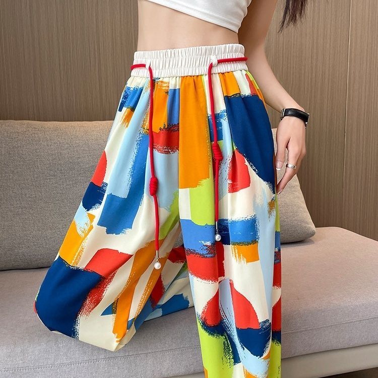 Extra large silk thin trousers