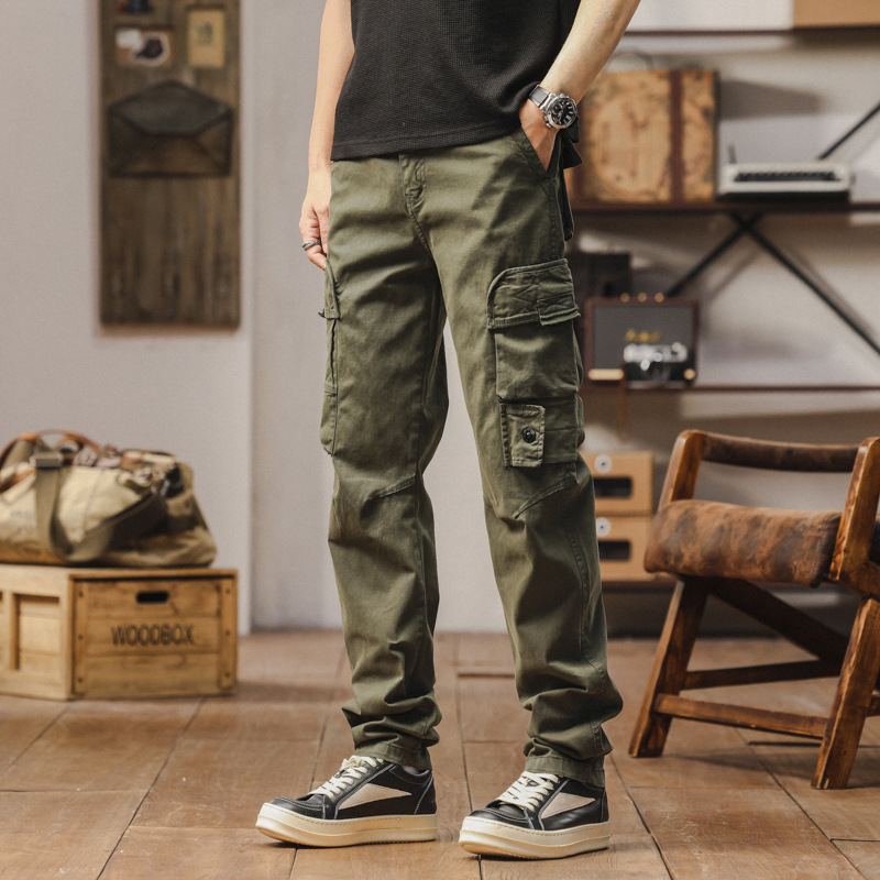 Anyang American-Style Cargo Pants Men's Straight-Leg 2025 Summer New Retro Long Pants Men's Multi-Pocket Casual Cross-Border