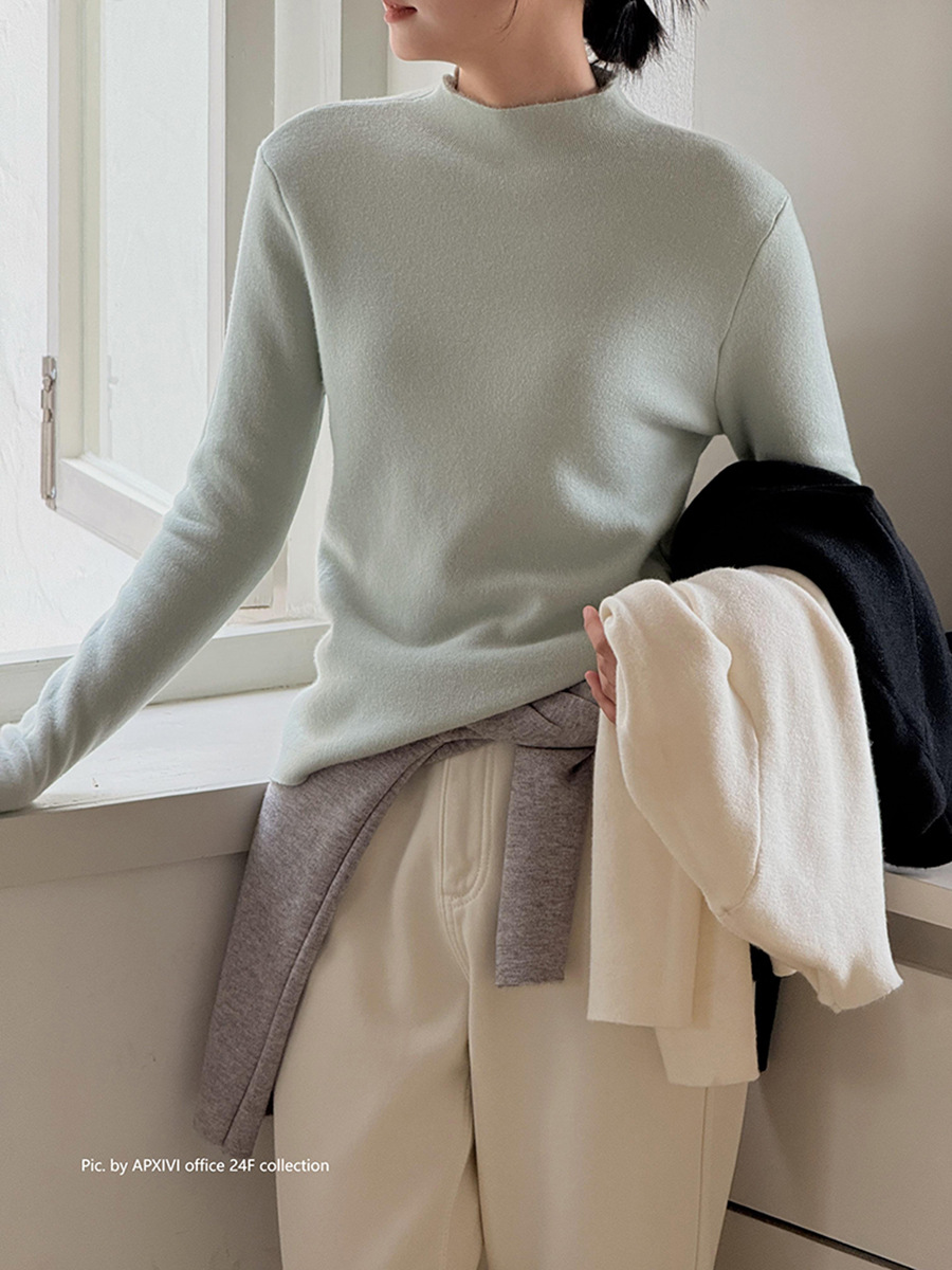 【命を守る一体パイル7色】歌铭半高襟インナーシャツ冬新作ニットセーターJ547B