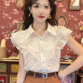 暖枫莱短袖衬衫女高级感轻奢减龄洋气2026欧货爆款小衫法式夏天雪