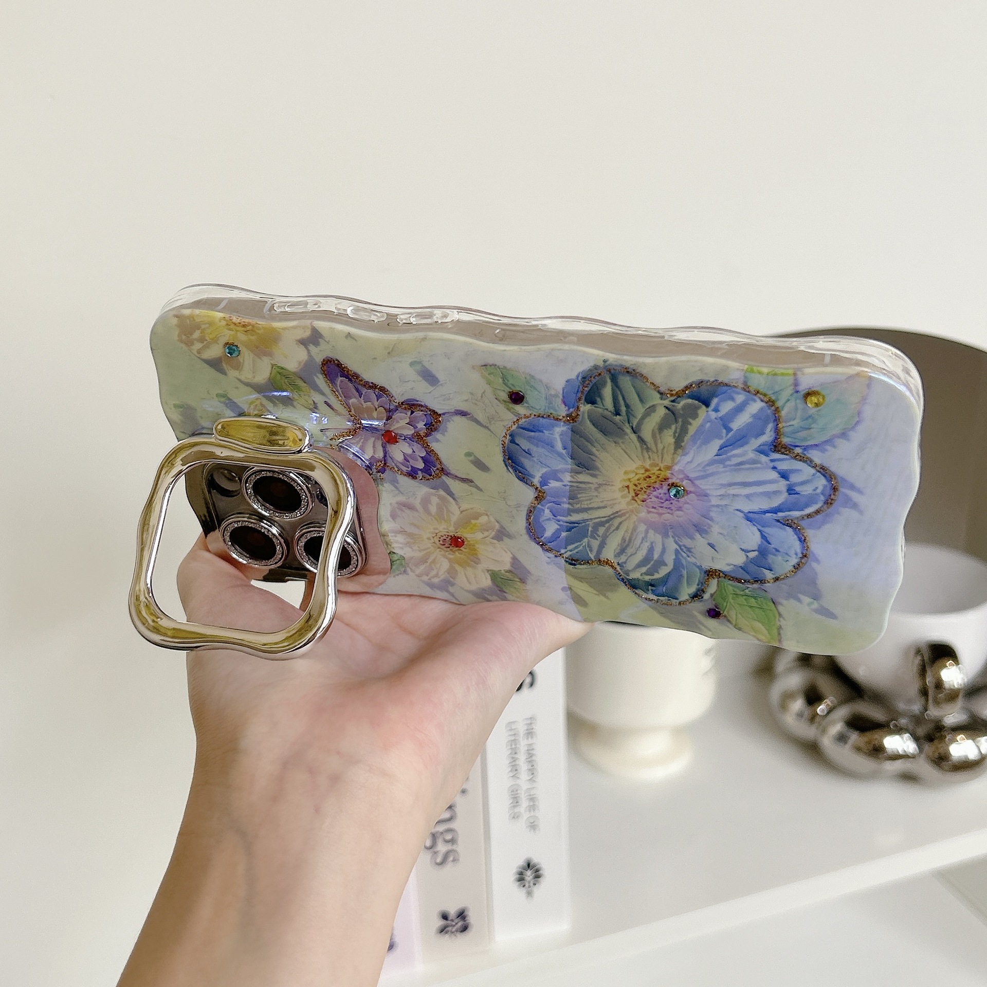 Flor de pintura al óleo de fantasía para Apple 16ProMax funda para teléfono móvil 15Pro Pareja 14/13 Red neta 15ProMax