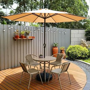 Outdoor Courtyard Table, Chair and Umbrella Combination with Sunshade Garden Outdoor Leisure Outdoor Milk Tea Cafe Balcony