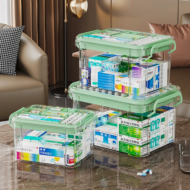 Многослойная аптечка Бытовая аптечка большой емкости ящик для хранения лекарств Прозрачный большой медицинский аптечка первой помощи