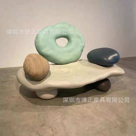 北欧创意个性艺术侘寂复古风设计师玻璃钢复古单人椅酒店洽谈椅子