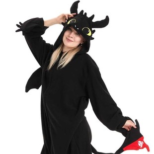 Cartoon one-part pajamas children's black dragon adult black dragon white dragon basket moon elf yellow ring polar fleece purple elf