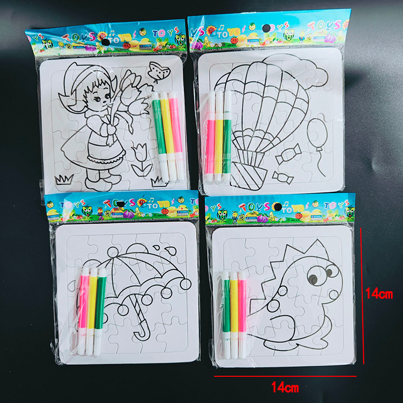 14x14Ϳɫƴͼ3ֻ��Ϳѻ���׶�԰��ͯ��Ż�ֽƴͼͼ��1Ԫ����