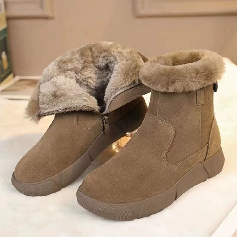 Warm platform ankle boots, low platform, fur‑trim collar, sizes 35–41