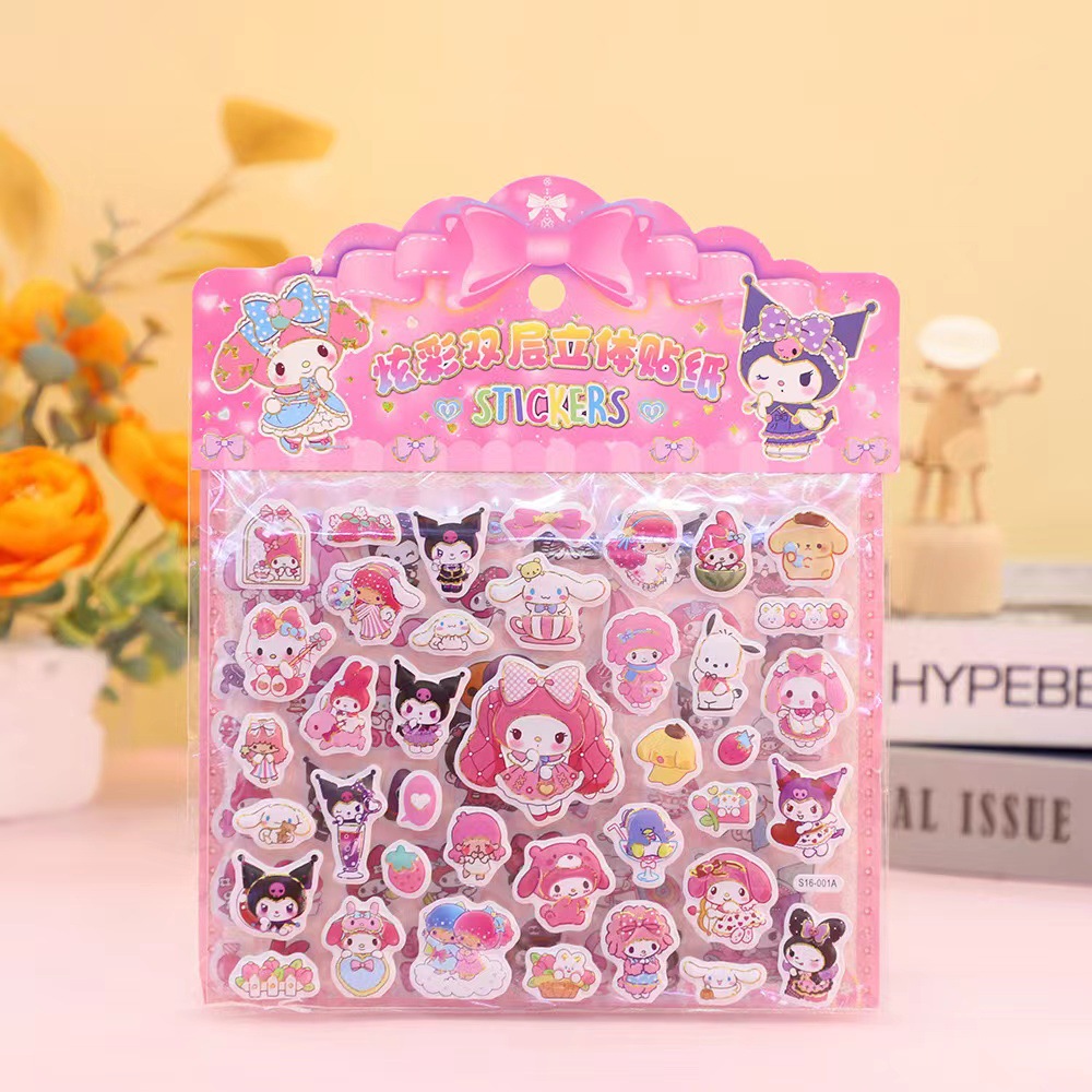Pegatinas para niños pegatinas creativas de burbuja de doble capa pegatinas de papelería de color brillante tienda de supermercado de 2 yuanes grandes almacenes mayorista