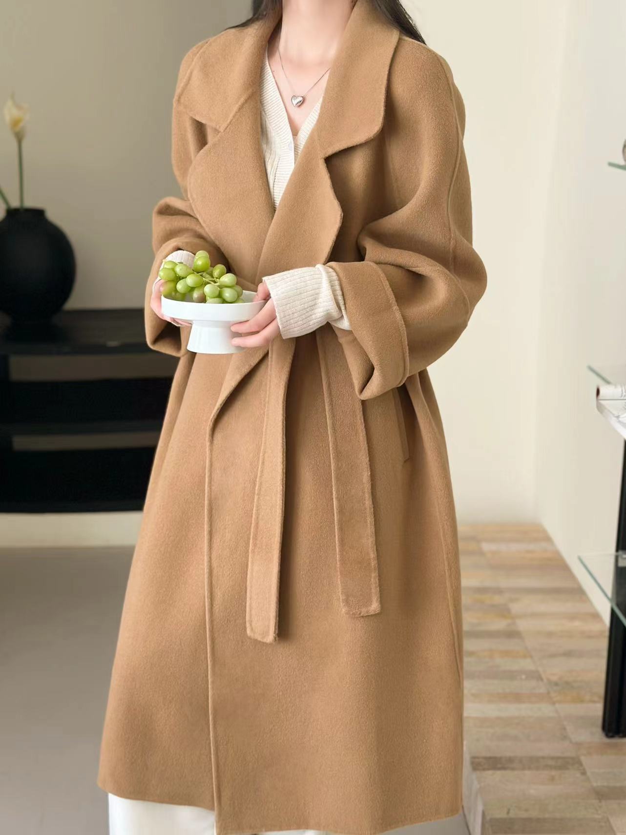 【シチリア】全豪毛版アンナ同タイプの怠惰なコート ~ 両面ウールのコート女性の中の長い冬