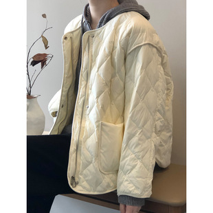 Yan Shuang White Duck down Collarless down Jacket Women's Winter New Lightweight Diamond Short Warm Jacket 80662