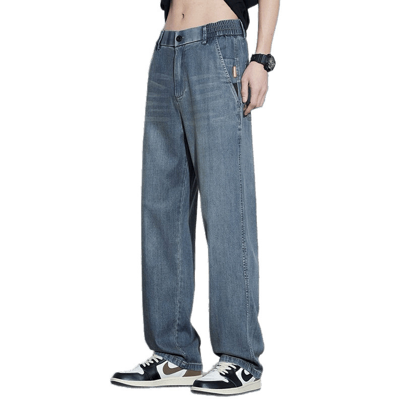 Tencel Jeans Men's 2025 Spring New Fashion Brand Retro Loose Casual American Draped Wide-Leg Long Pants