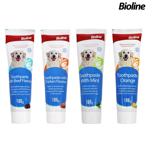 bioline pet toothpaste oral cleaning mint beef sweet orange three flavors dog brushing teeth fresh breath