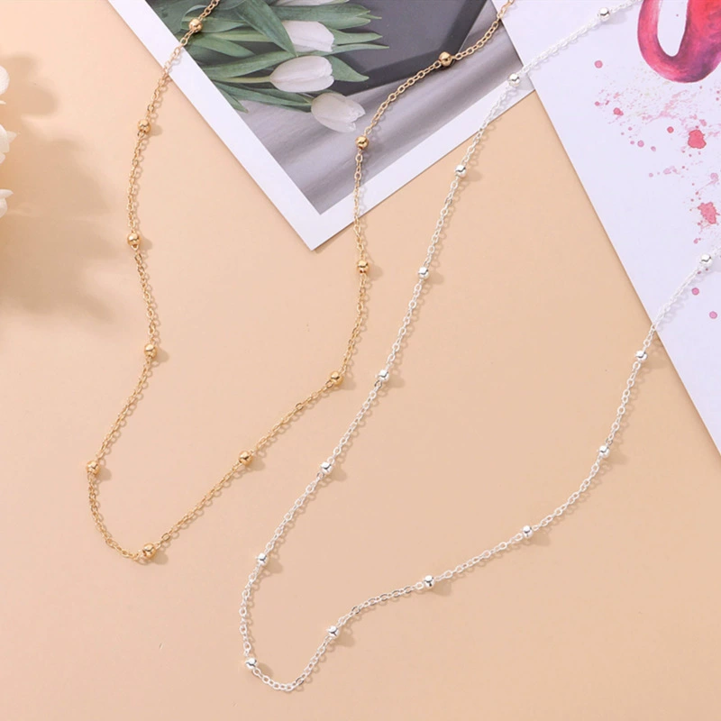 Цепочка на талию (body chain), медная 70+5 см, бусины, золотая или серебристая, европейский простой стиль