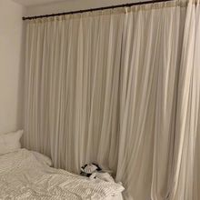 雙層網紅北歐布紗一體遮光夢幻褶皺窗簾成品現代簡約布料卧室客廳