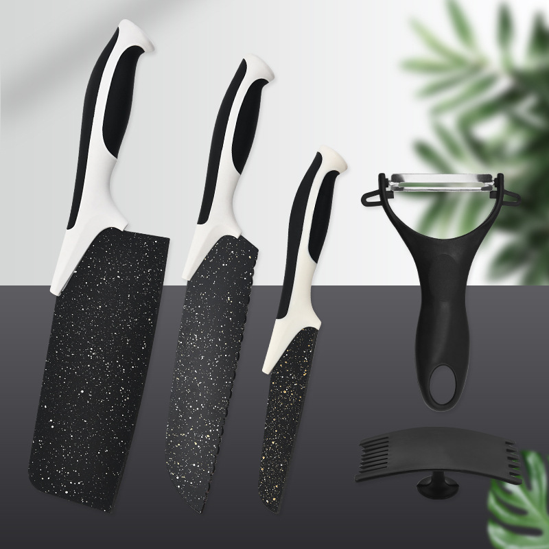 Cuchillo de piedra de arroz de cinco piezas de acero inoxidable cuchillo de cocina cuchillo de cocina cuchillo de frutas cuchillo de melón planador conjunto de cuchillos