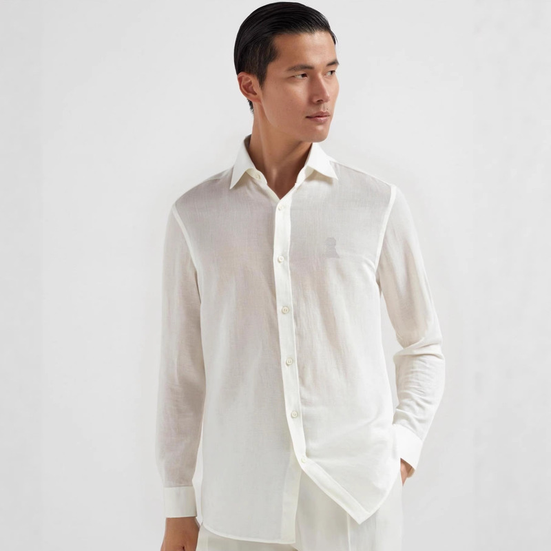 Italian Bc Men's Autumn and Winter New Fashion Embroidered Old Money Style Lapel Shirt Business Men's Long-Sleeve Shirt Trendy