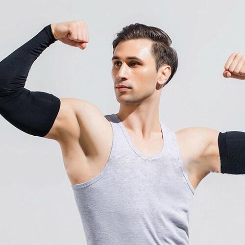 A pair of unisex adult nylon straight-sleeved sports sleeves for summer, with sun protection and UV isolation, available in stock.