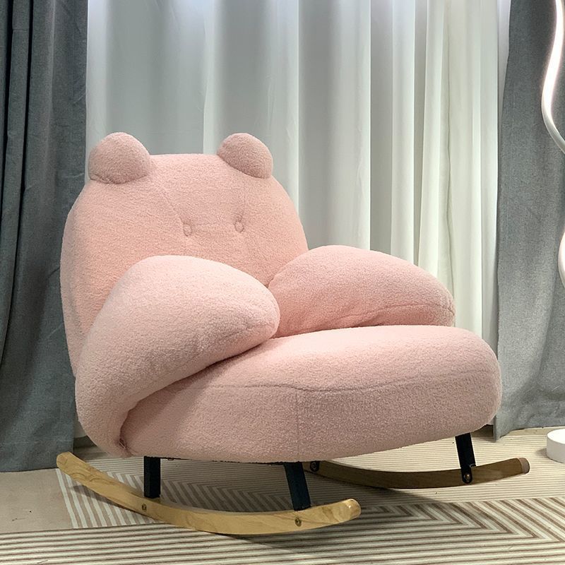 Mecedora de oso grande - Rosa - terciopelo de cordero (ajustable y lavable)