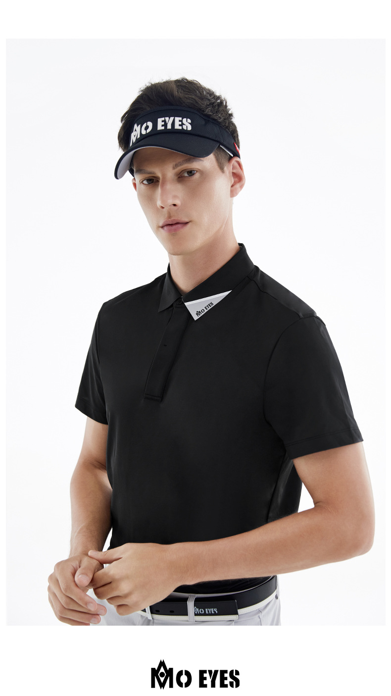 Áo phông thể thao nam ngắn tay chơi golf MMO EYES, chất liệu co giãn cao thoáng khí — M23YF002-Áo màu xanh lá cây, M23YF005-Áo màu xám, M23YF004-Áo màu đen, M23YF005-Áo màu trắng chi tiết 13