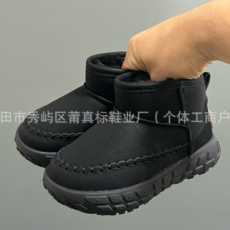 莆真标UG轮胎底儿童雪地靴加绒保暖中帮雪地靴男女童一脚蹬棉靴|undefined