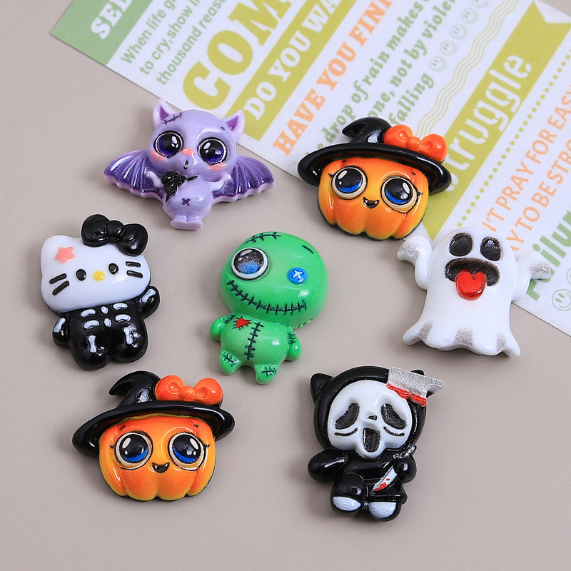 面白いニャーハロウィン漫画手作り diy クリーム接着剤樹脂小物アクセサリーホールシューズバックルジュエリー材料パッケージ|undefined