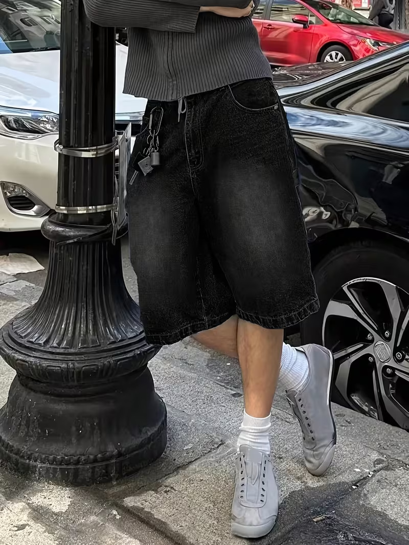 Shorts en jean stretch pour homme coupe relax décontracté_voghion.com