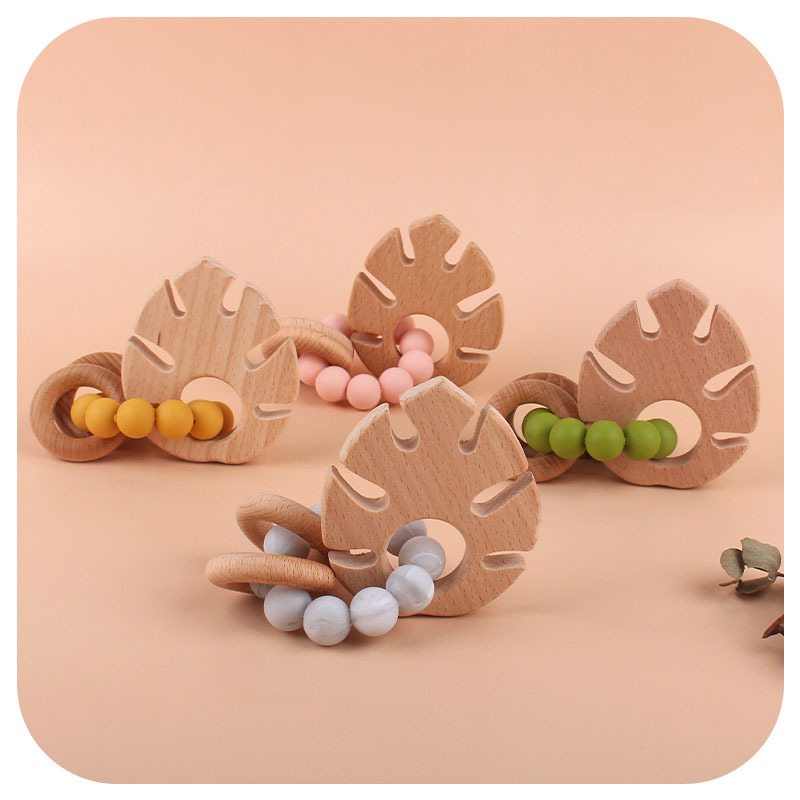 Bebé y bebé suministros niños mordedor pulsera mordedor palo de hoja de haya juguete Amazon Comercio exterior nueva pulsera de silicona