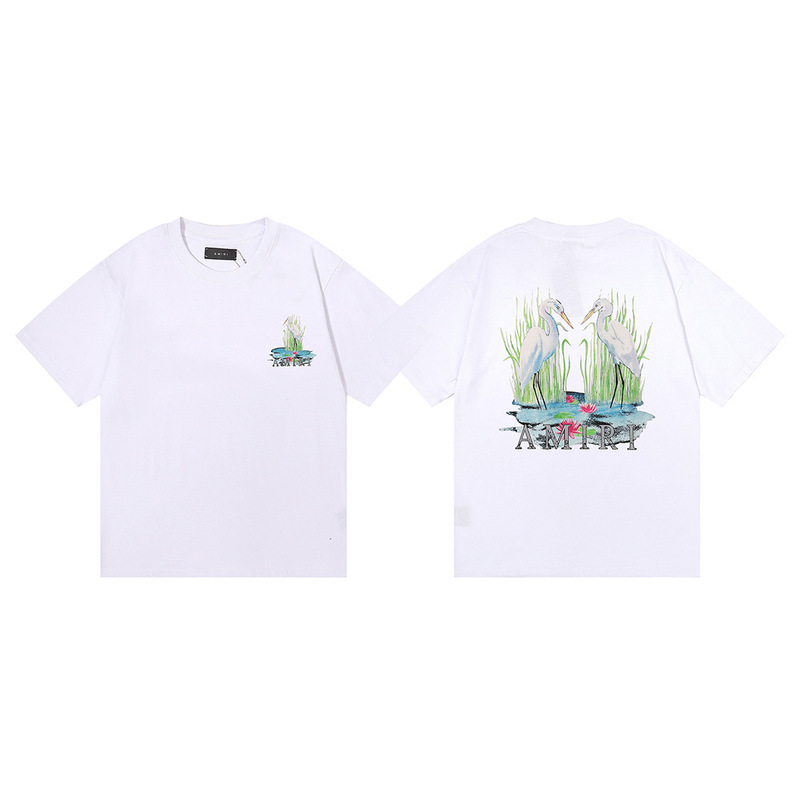 国境を越えた卸売り美潮AMIRI T-Shirt薔薇頭蓋頭プリント双糸純綿半袖tシャツ男女|undefined