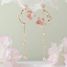 2022 New Korean Style Flower Asymmetrical Dangle Earrings跨