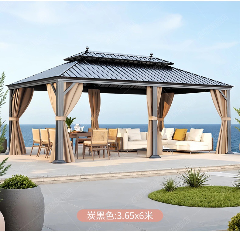 High-End Outdoor Pavilion Garden Terrace Aluminum Alloy Courtyard Leisure New Chinese-Style Pavilion Villa Courtyard Outdoor Sunshade