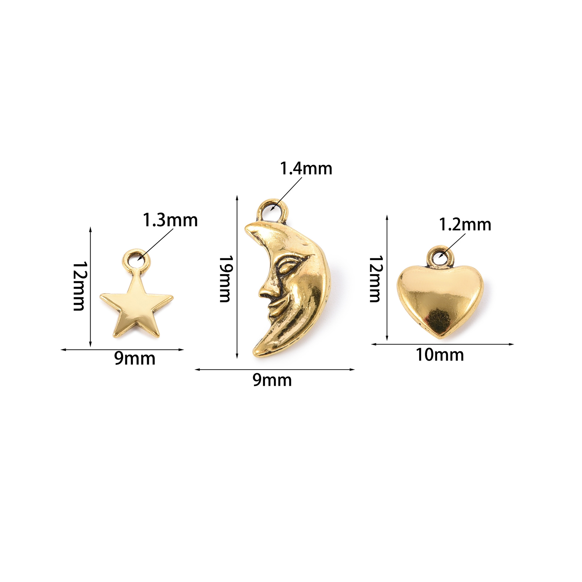 Accesorios de joyería de bricolaje modelos mixtos retro estrella luna aleación colgante joyería material hecho a mano amor colgante de cara sonriente