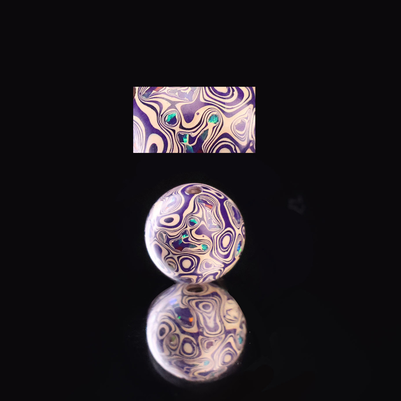 10mm 오팔 보라색 흰색