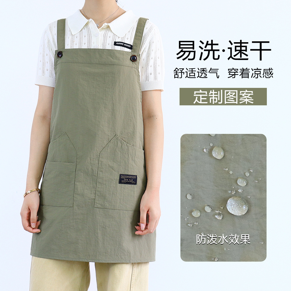Nuevo delantal de terciopelo de torre transfronterizo logo personalizado ropa de trabajo de camarero transpirable de secado rápido H correa delantal impermeable