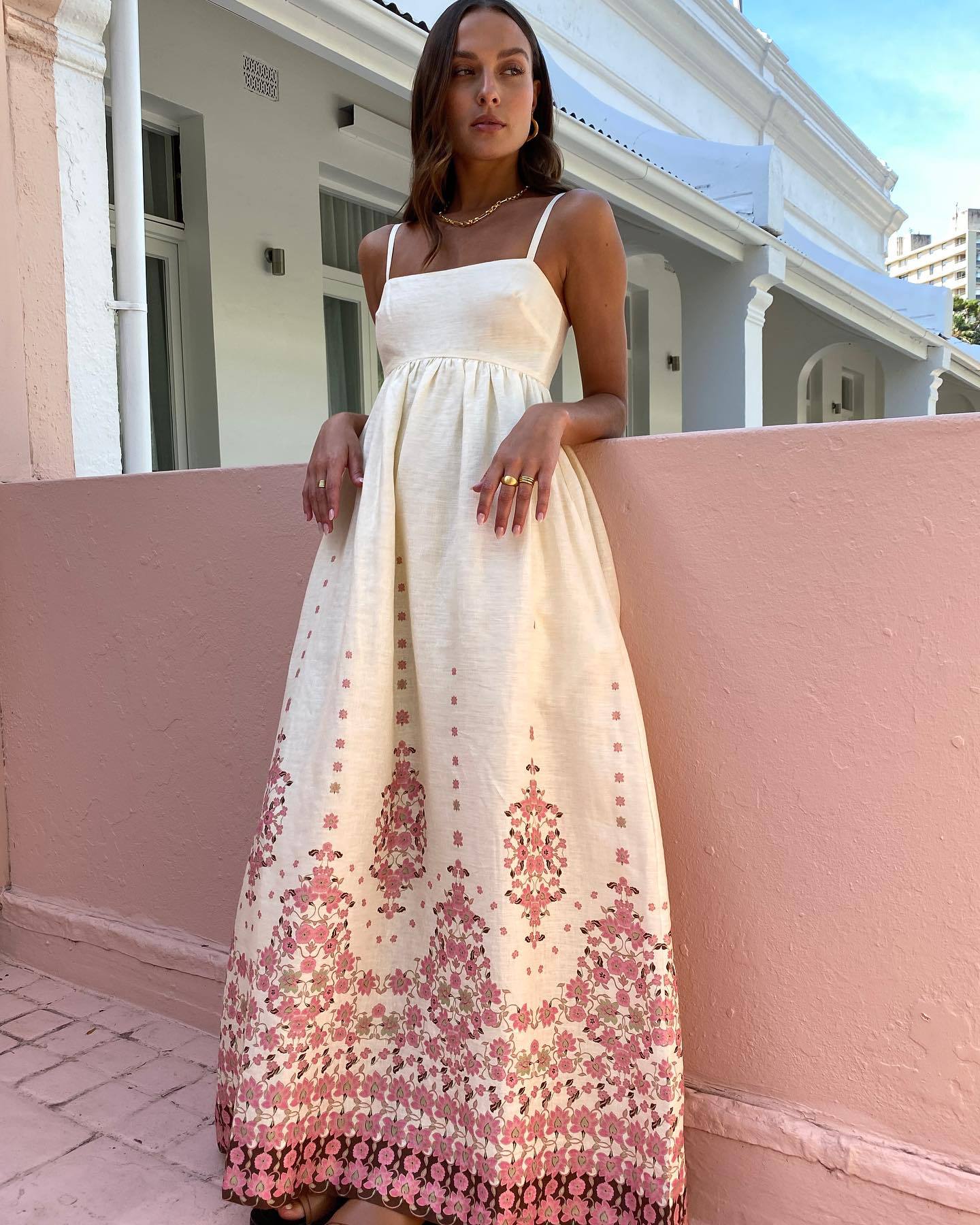 329g Weight Maxi Long Dress Dress Length Type Sleeveless Sleeve Length Swing Dress Dresses Type Wholesale Women's Elegant Pastoral Printing Holiday Daily V Neck Sleeveless Swing Dress