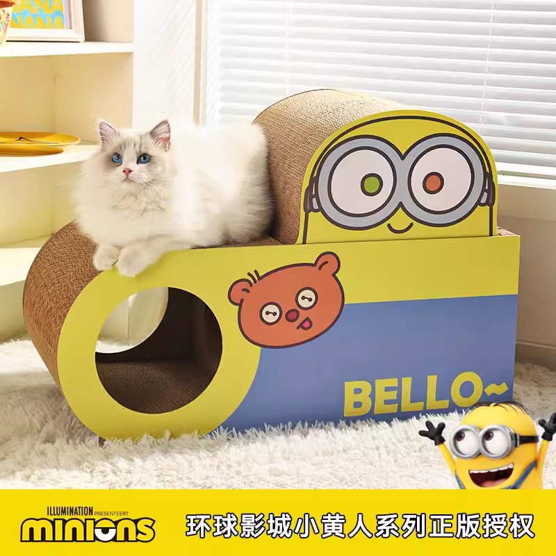 Pet minions serie dormir tablero del rasguño gato self-Hola resto integrado catch Board británico corto gato de molienda garra aliviar congestible juguete