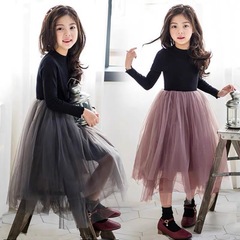Girls' Dresses 2024 Spring Korean Style Children's Puffy Gauze Dress for Large Children Children's Clothing Performance Lace Princess Dress