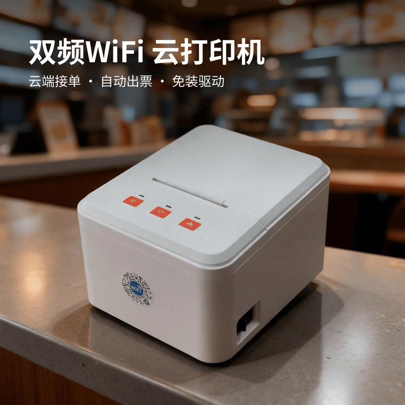 58mm Dual-Band WiFi Thermal Receipt Cloud Printer with Real Person Voice Control, MQTT Cloud Printer, Bluetooth LAN