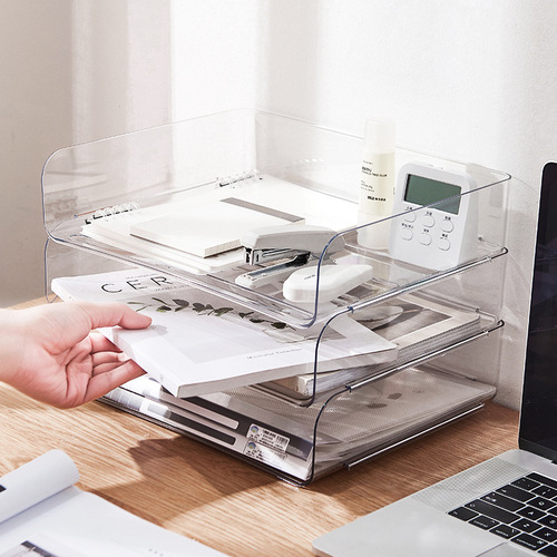 A4 paper storage box transparent office desktop file storage rack desk drawer workstation artifact organizing storage rack