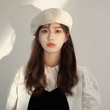 新款韩版复古绿贝雷帽子女早秋个性百搭显脸小云朵帽日系画家帽