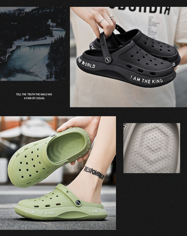 Loch Schuhe Herren Sommer Neue Dicke Sohlen Oberbekleidung Baotou Hausschuhe Rutschfeste Herren Sandalen Strandschuhe Sandale_voghion.com