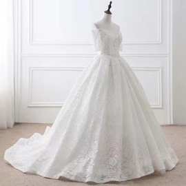 亚马逊婚纱大拖尾2024年新款欧美新娘森系婚礼气质优雅宫廷风婚纱