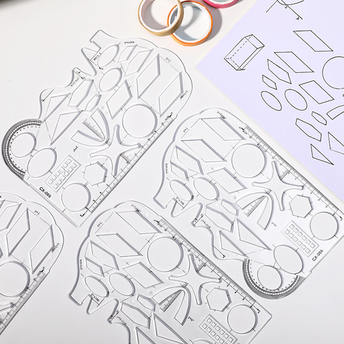 Creative soft math ruler for students, painting, geometry drawing, transparent ruler, multi-functional, bendable straight ruler