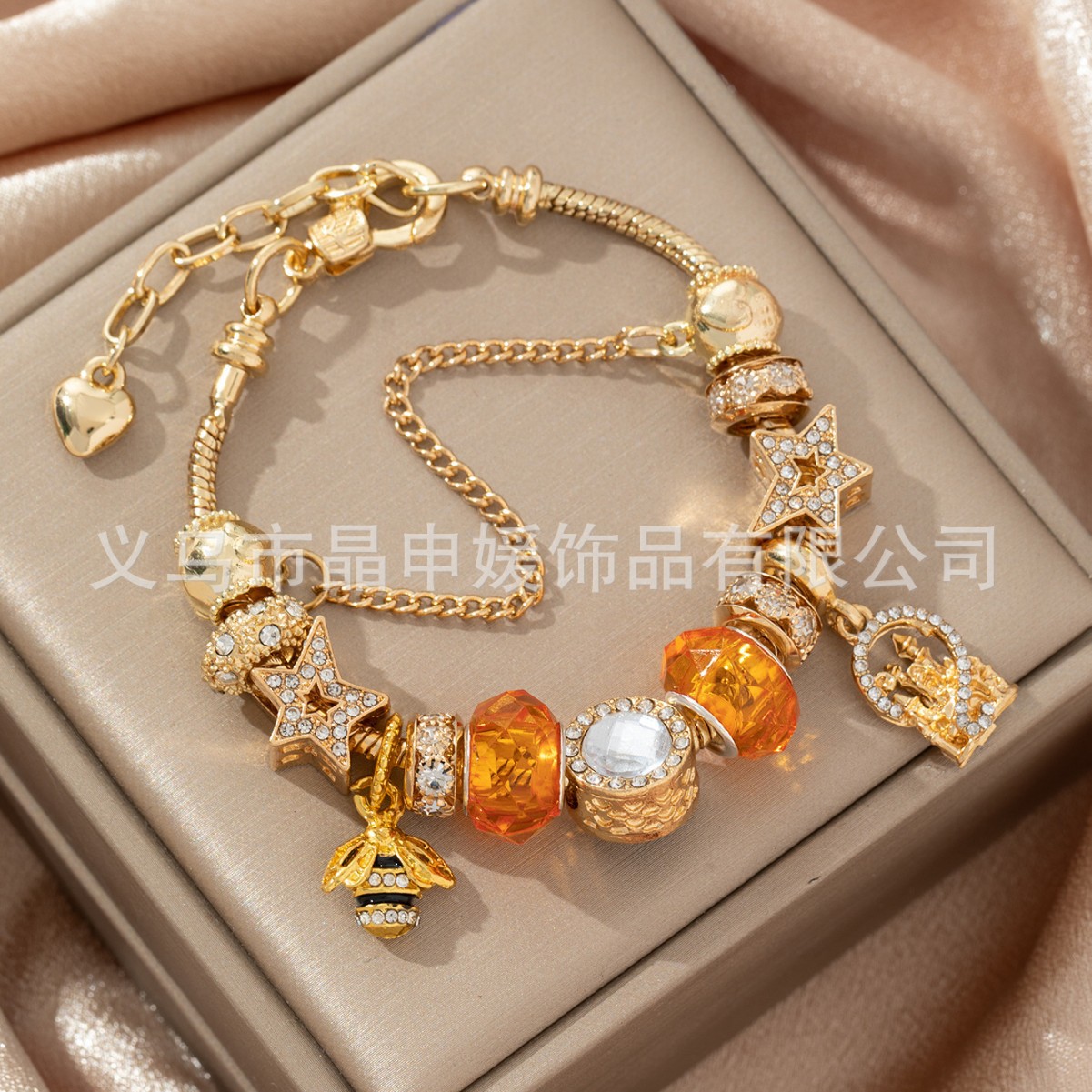 Panjia brazalete DIY-cross-border explosión pulsera castillo abeja pentagramas estrella del océano diamantes joyas de moda