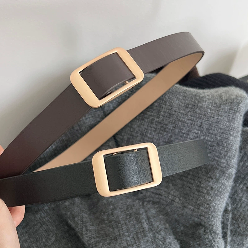 Ремень Jiangzuo в стиле ретро, регулируемый, с квадратной пряжкой, простой дизайн, унисекс, 101, повседневный и универсальный.