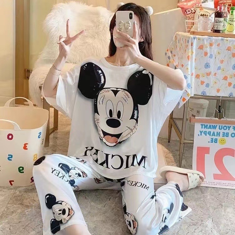 Pijamas para mujer 2025 nuevo estilo ins verano pantalones de manga corta traje de dos piezas dibujos animados lindo primavera y otoño servicio a domicilio
