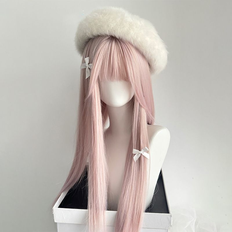 Xuchang Wig for Women【Sweetheart】Pink Cosplay Long Straight Hair Lolita Daily Style Girl with Bangs Cute Full Head