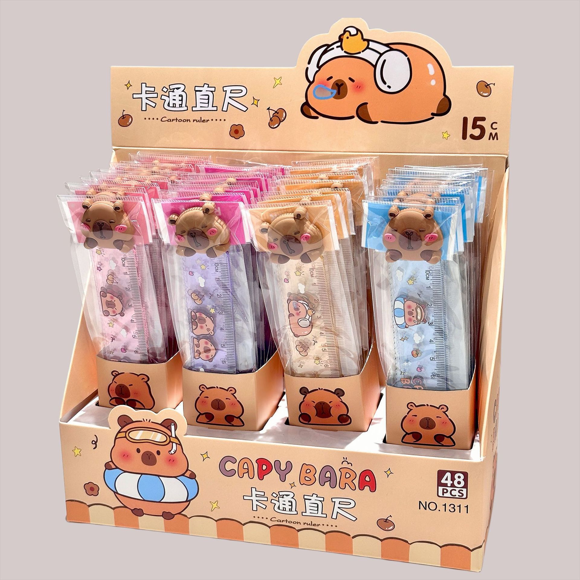 Kapibala regla de alto valor 15cm linda regla de goma blanda regla de dibujo papelería para estudiantes al por mayor transfronterizo
