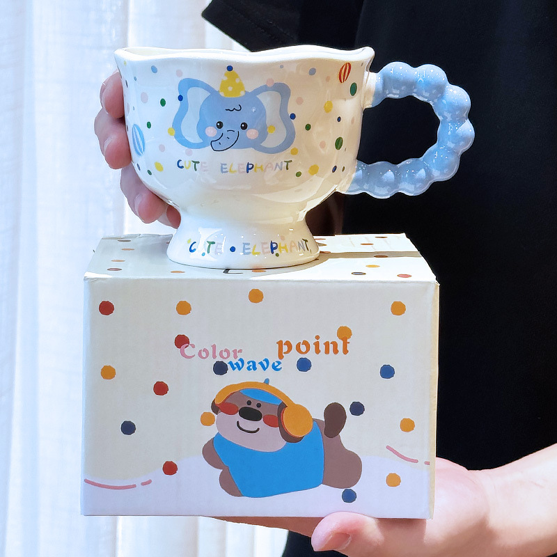 Taza de Cerámica de Animales Animados Resistente a Altas Temperaturas con Cuchara para Oficina