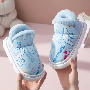 Winter new warm Sanrio bag with children's cotton slippers fleece-lined thickened home indoor thick bottom non-slip wholesale
