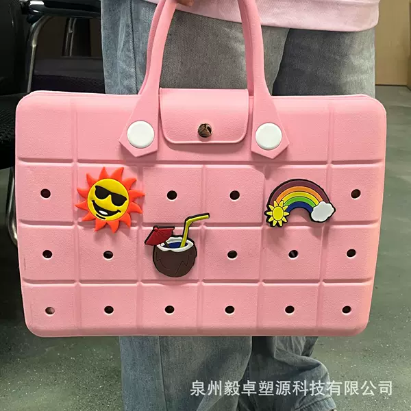 EVA beach bag, fashionable laptop bag, EVA perforated bag, lightweight, large capacity, portable perforated bag, wholesale cross-border